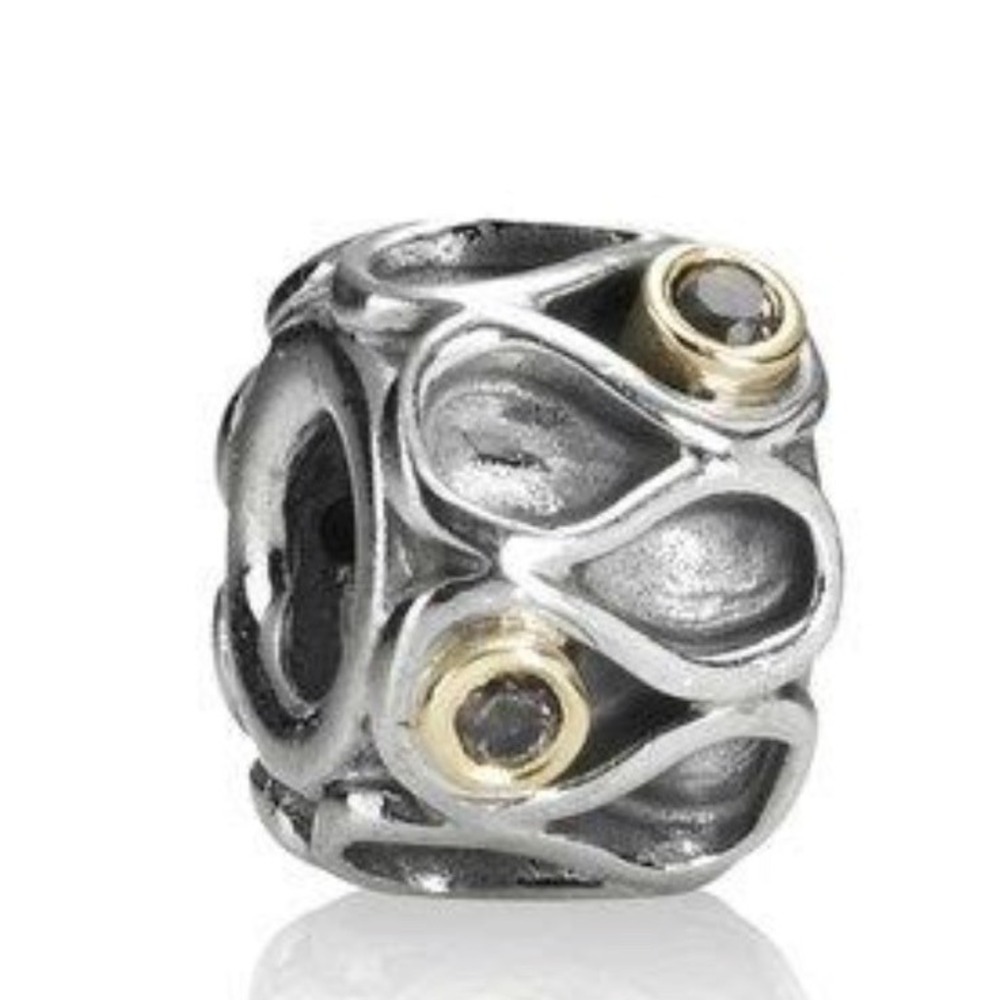 PANDORA | 14K Gold & Sterling Silver "Infinity" Smoky Quartz Charm